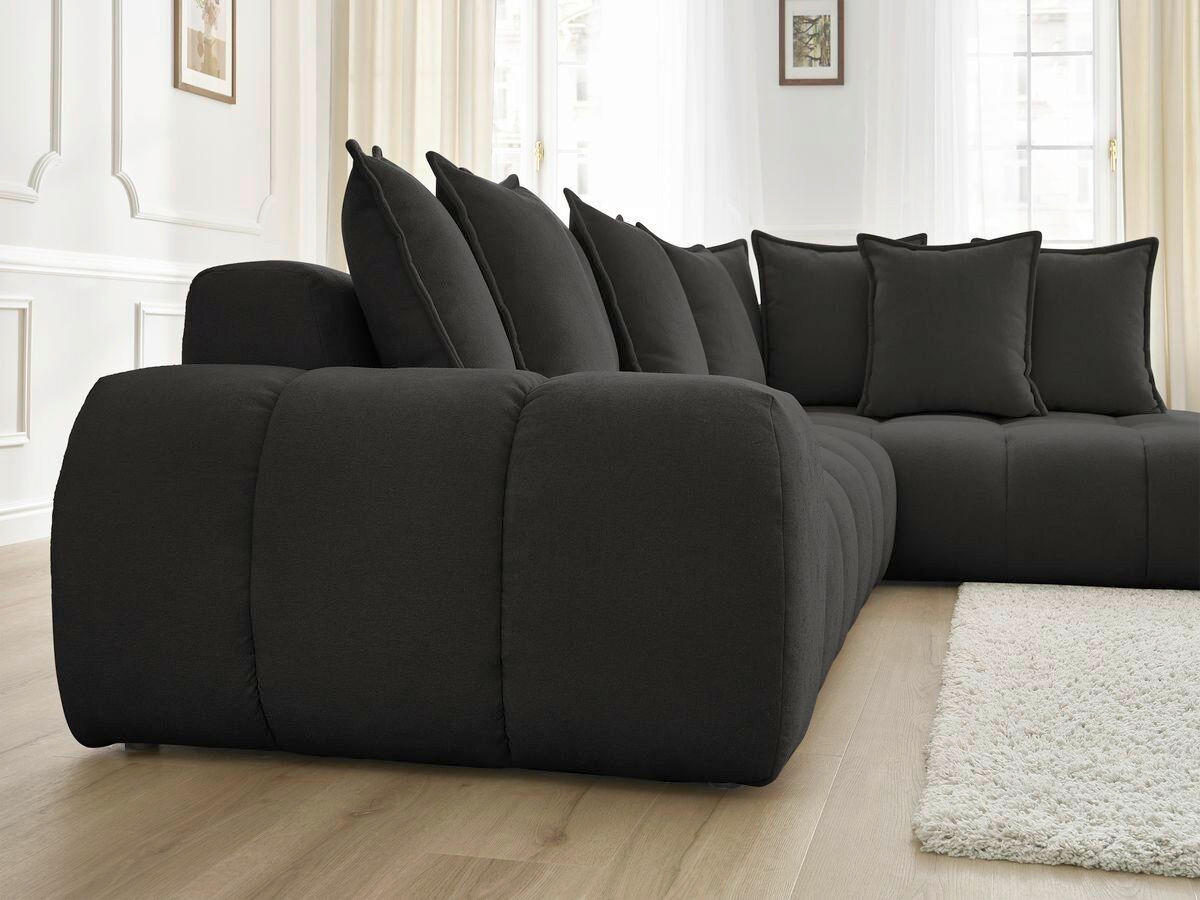 ECKSOFA Ottomane rechts  EVEREST Schwarz Struktur  - Schwarz, MODERN, Kunststoff/Textil (352/210cm) - Livetastic