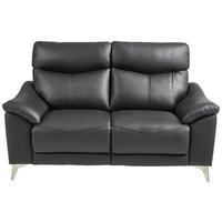 2-SITZER-SOFA Kombination Echtleder/Lederlook Lederlook Schwarz  - Edelstahlfarben/Schwarz, Design, Leder/Textil (168/102/92cm) - Xora