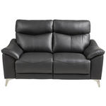 2-SITZER-SOFA Kombination Echtleder/Lederlook Lederlook Schwarz  - Edelstahlfarben/Schwarz, Design, Leder/Textil (168/102/92cm) - Xora