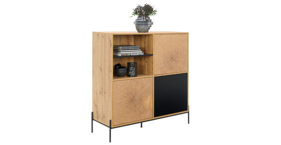 KOMMODE in 110/114/40 cm - Eichefarben/Schwarz, Design, Holzwerkstoff/Metall (110/114/40cm) - Carryhome