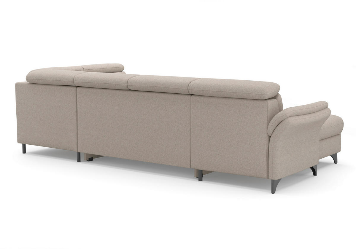 WOHNLANDSCHAFT GLENDALE E Taupe Flachgewebe  - Taupe/Schwarz, KONVENTIONELL, Textil/Metall (166/321/193cm) - Sit & More