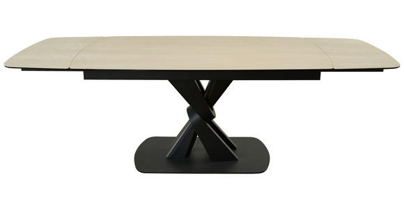 ESSTISCH in Metall, Glas, Stein 160-240/90/76 cm  - Beige/Schwarz, Design, Glas/Stein (160-240/90/76cm) - Novel