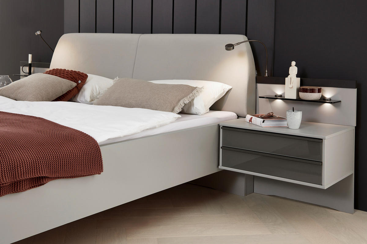 BETTANLAGE 180/200 cm  in Braun, Grau   - Braun/Grau, Design, Glas/Holzwerkstoff (180/200cm) - Dieter Knoll