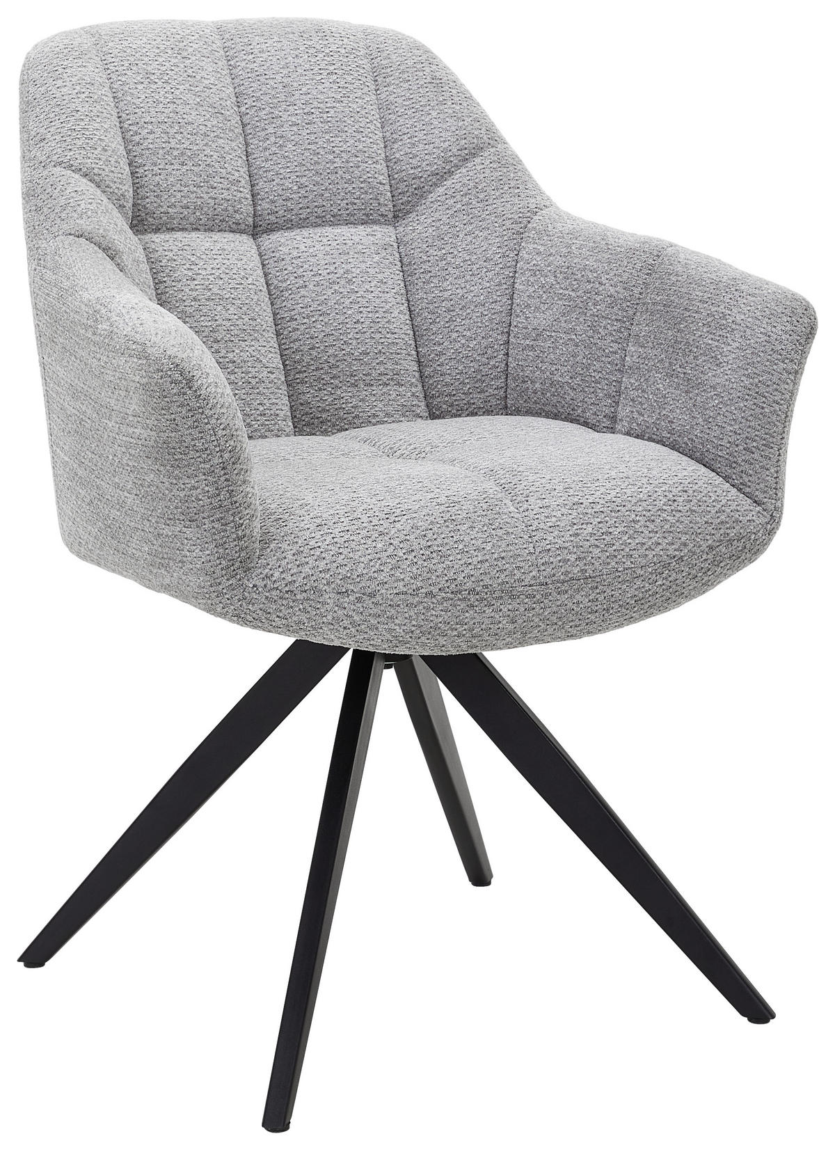 ARMLEHNSTUHL Eisen Webstoff  - Schwarz/Grau, Design, Textil/Metall (61/84/62cm) - Novel