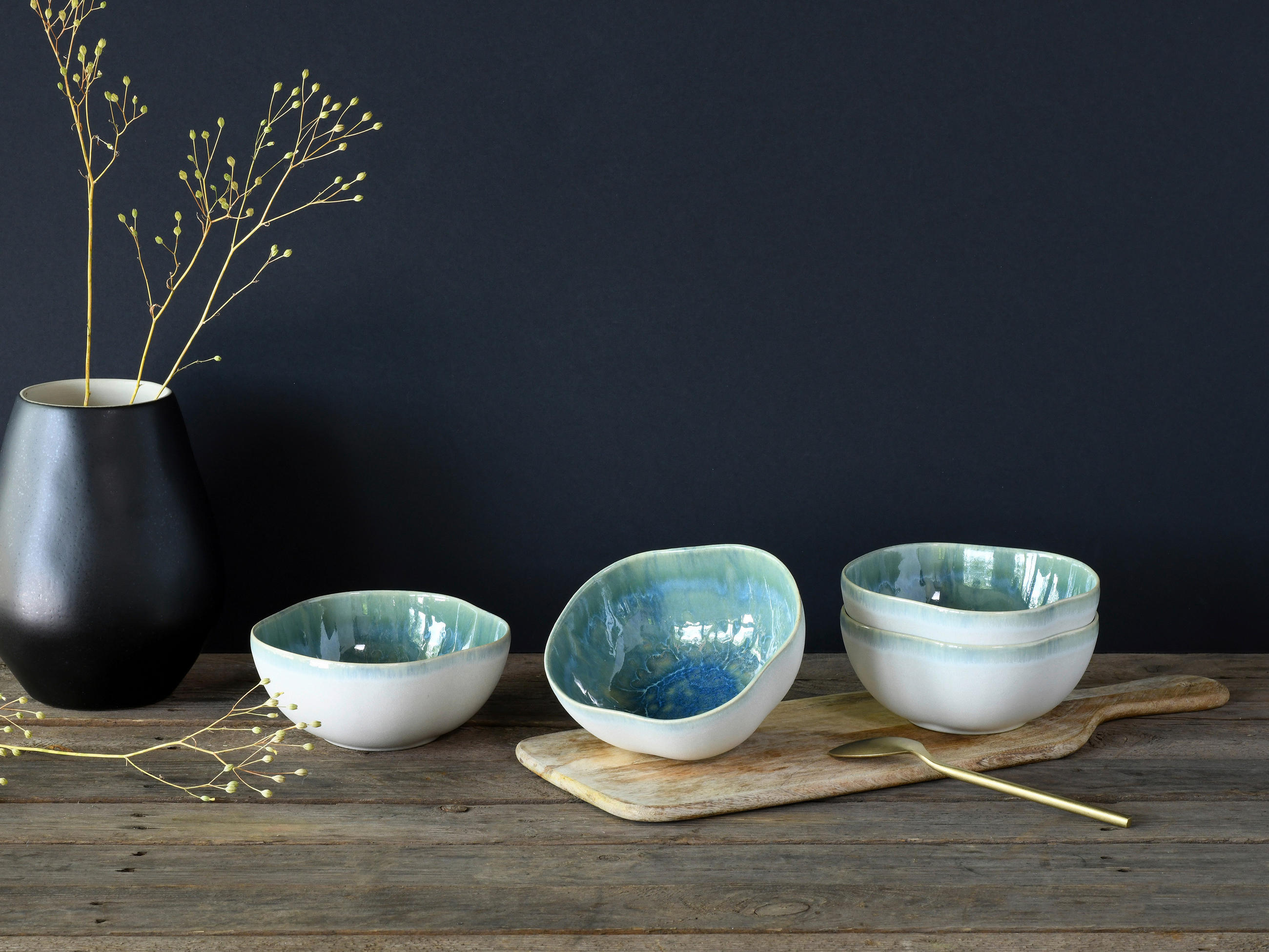 SET MED FRUKOSTSKÅLAR YUKI 16 cm  - grön/blå, Basics, keramik (16cm) - Creatable