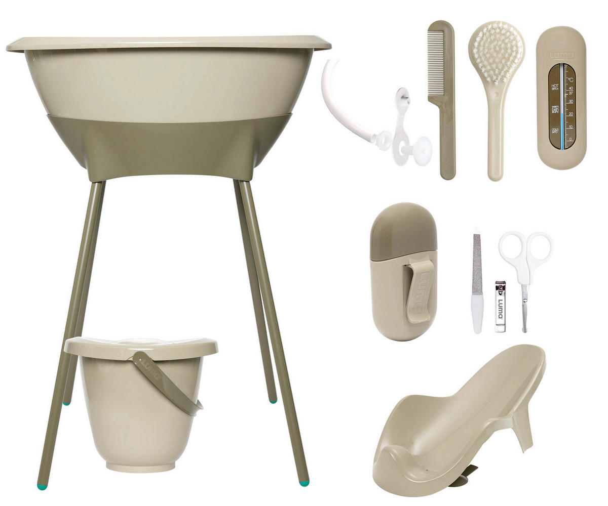 SET ZA KUPANJE BEBE  LUMA  - maslinasto zelena, Basics, plastika (79,5/40/46cm) - Bebe Jou