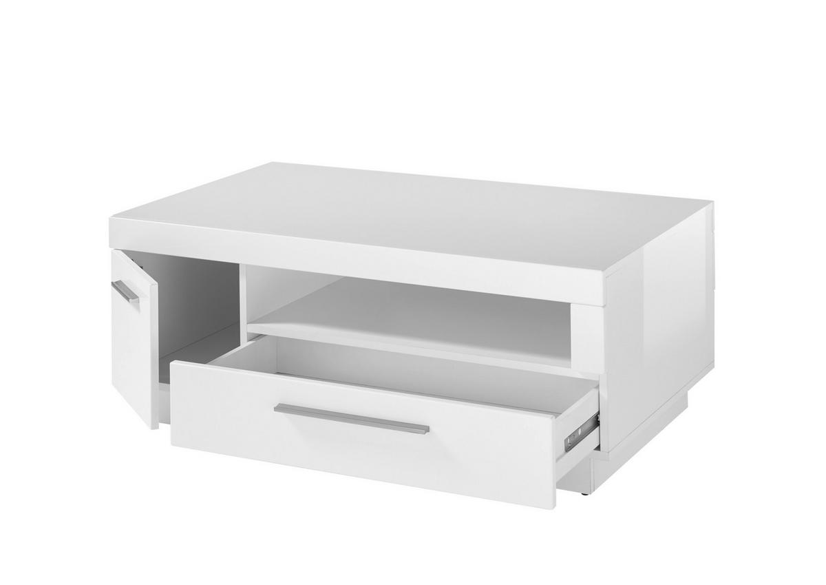 COUCHTISCH in Holzwerkstoff 110/65/44 cm  - Edelstahlfarben/Weiß Hochglanz, Design, Holzwerkstoff/Kunststoff (110/65/44cm) - MID.YOU