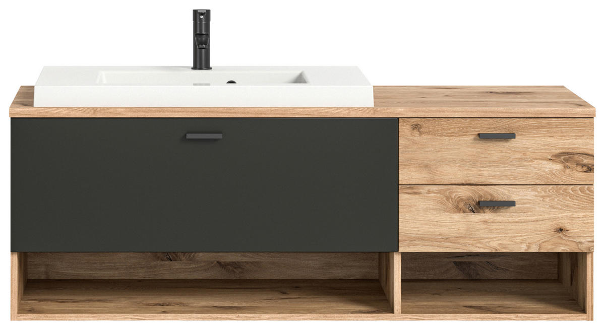 UMIVAL. ENOTA Z UMIVALNIKOM  - siva/barve hrasta, Moderno, kovina/umetna masa (140cm) - MID.YOU