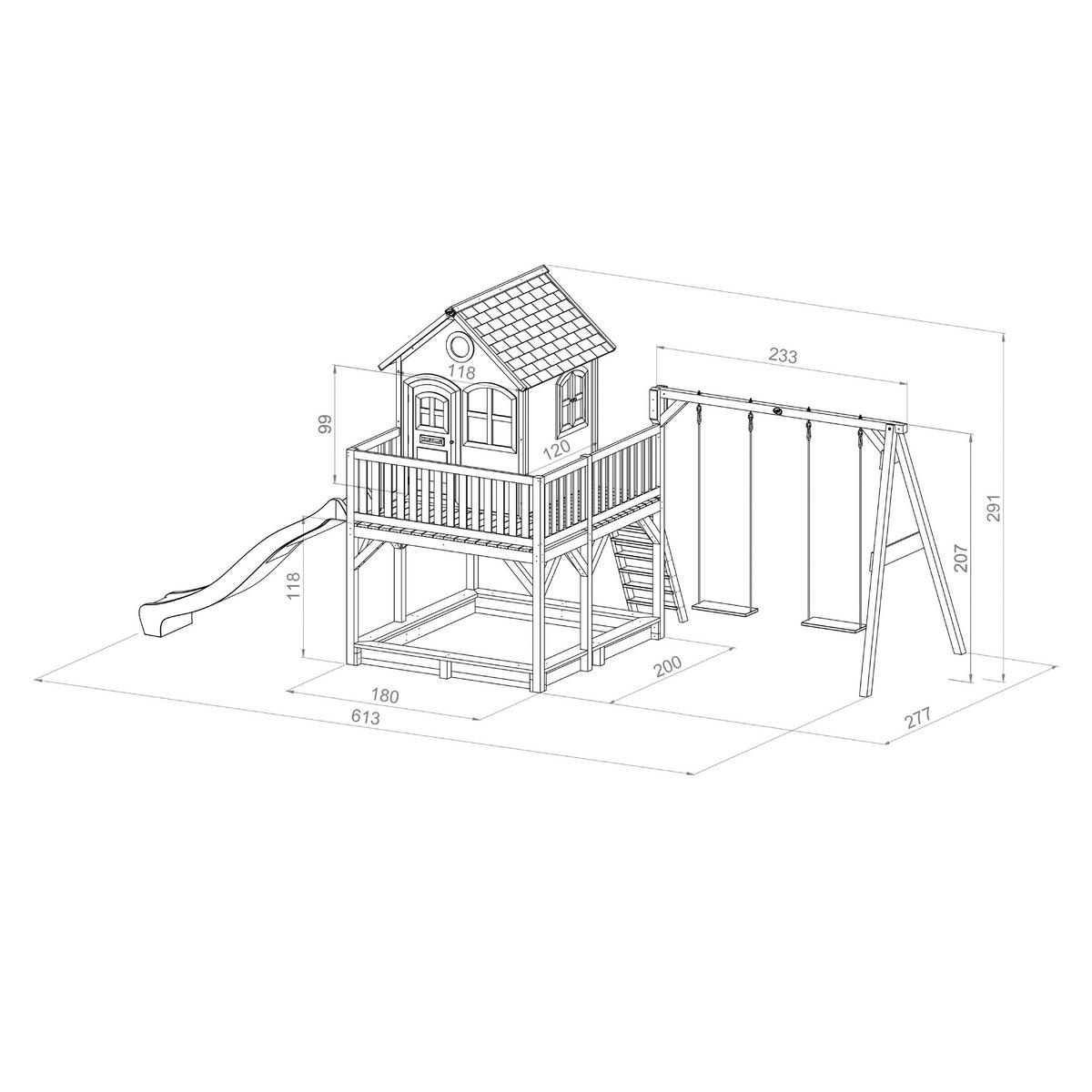 SPIELTURM 613/291/277 cm  - Lila/Braun, KONVENTIONELL, Holz (613/291/277cm) - Ambia Garden