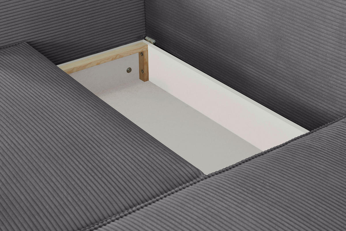 ECKSOFA in Feincord Dunkelgrau  - Dunkelgrau/Schwarz, KONVENTIONELL, Kunststoff/Textil (242/151cm) - Carryhome