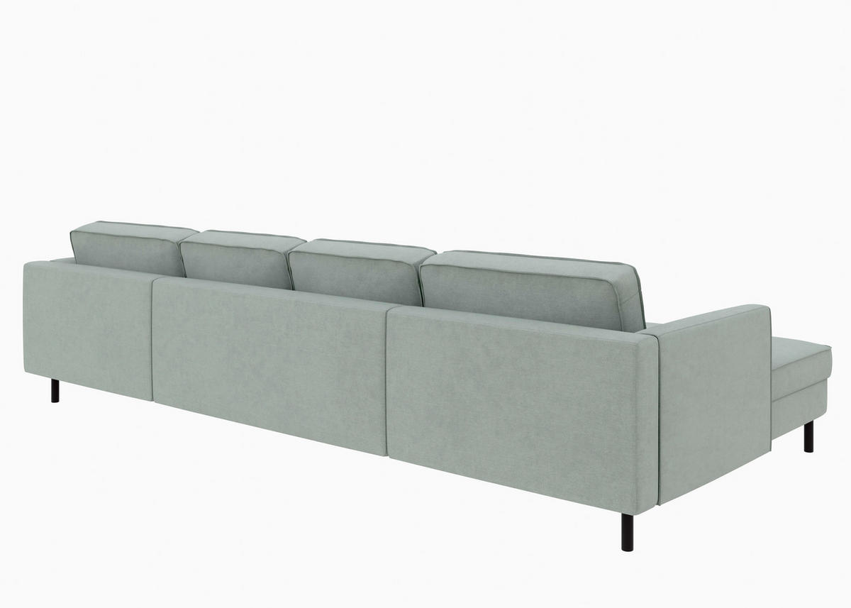 WOHNLANDSCHAFT Grau Struktur  - Schwarz/Grau, MODERN, Textil/Metall (161/306/161cm) - Trendmanufaktur