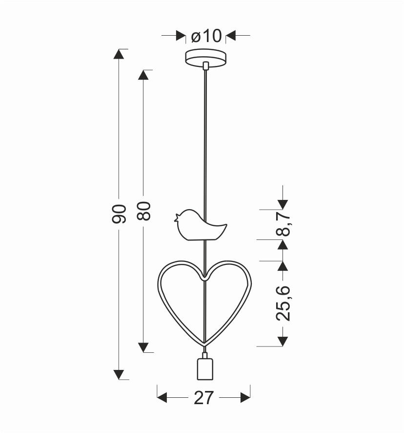 HÄNGLAMPA FÖR BARN Single 27/10/90 cm  - vit/pink, Basics, metall/trämaterial (27/10/90cm)