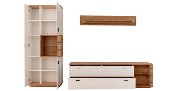 WOHNWAND  in Weiß, Wildeiche  305/202/50 cm  - Wildeiche/Anthrazit, Design, Glas/Holz (305/202/50cm) - Novel