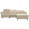 ECKSOFA in Echtleder Beige  - Beige/Schwarz, Natur, Leder/Metall (285/199cm) - Valnatura