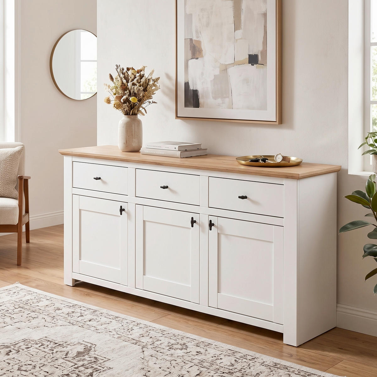 SIDEBOARD  198/88/45 cm 3 Schublade(n)  - Eichefarben/Eiche Wotan, Design, Holzwerkstoff/Metall (198/88/45cm) - MID.YOU