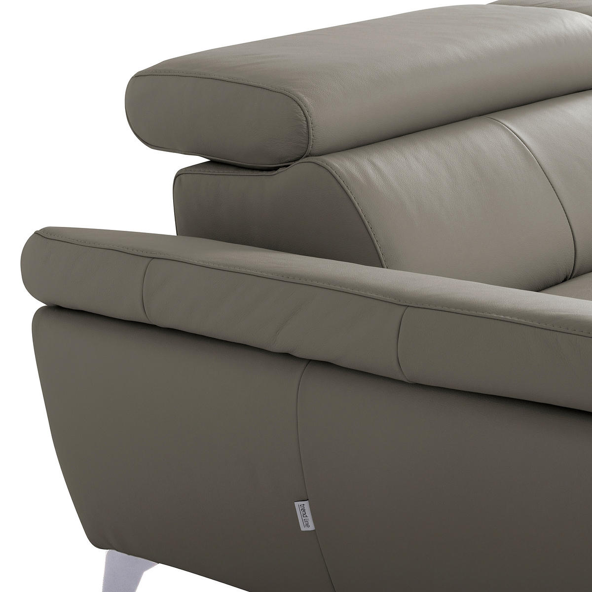 ECKSOFA SONO Schlammfarben Echtleder Lederlook Armteilverstellung, Kopfteilverstellung  - Chromfarben/Schlammfarben, Design, Leder/Textil (179/252cm) - Livetastic