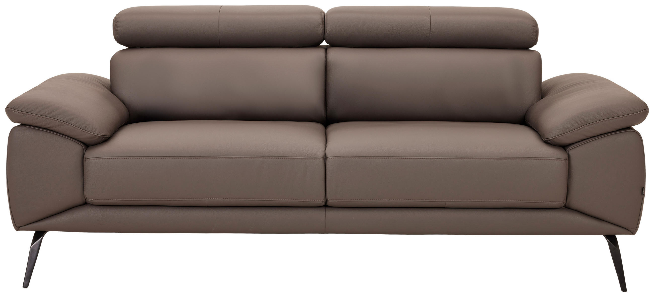 2-SITZER-SOFA Braun Echtleder  - Schwarz/Braun, Design, Leder/Metall (203/86-103/104cm) - Novel
