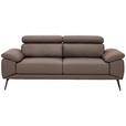 2-SITZER-SOFA Braun Echtleder  - Schwarz/Braun, Design, Leder/Metall (203/86-103/104cm) - Novel