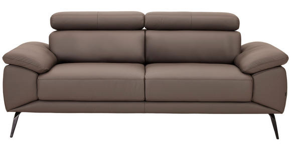 2-SITZER-SOFA Braun Echtleder  - Schwarz/Braun, Design, Leder/Metall (203/86-103/104cm) - Novel