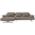 ECKSOFA  in Chenille Graubraun  168/334 cm  - Graubraun/Schwarz, Design, Textil/Metall (168/334cm) - Dieter Knoll