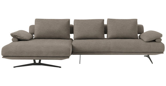 ECKSOFA  in Chenille Graubraun  168/334 cm  - Graubraun/Schwarz, Design, Textil/Metall (168/334cm) - Dieter Knoll