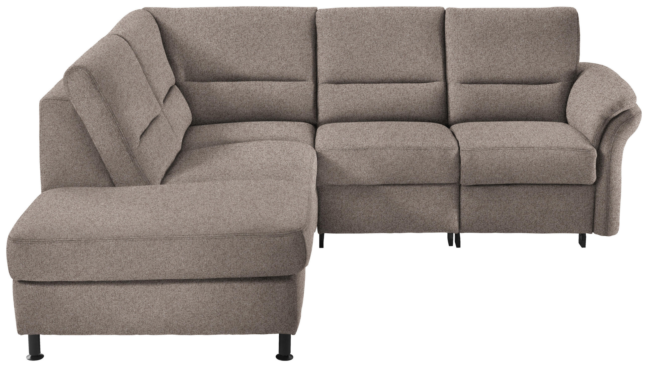 ECKSOFA in Flachgewebe Hellbraun  - Hellbraun/Schwarz, Modern, Textil/Metall (203/227cm) - Beldomo System