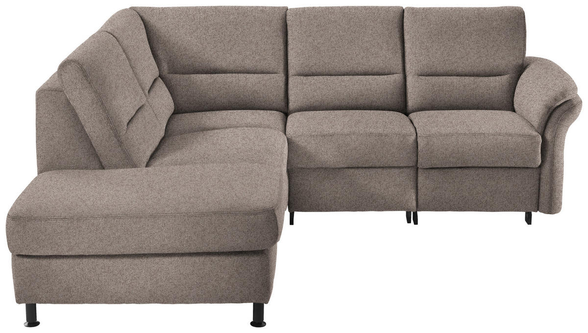 ECKSOFA in Flachgewebe Hellbraun  - Hellbraun/Schwarz, Modern, Textil/Metall (203/227cm) - Beldomo System
