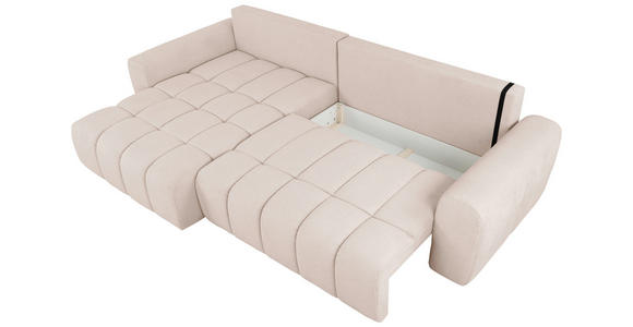 ECKSOFA Creme Velours - Creme/Schwarz, KONVENTIONELL, Kunststoff/Textil (168/298cm) - Carryhome