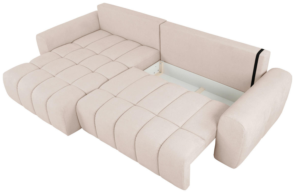 ECKSOFA in Velours Creme  - Creme/Schwarz, Konventionell, Kunststoff/Textil (168/298cm) - Carryhome