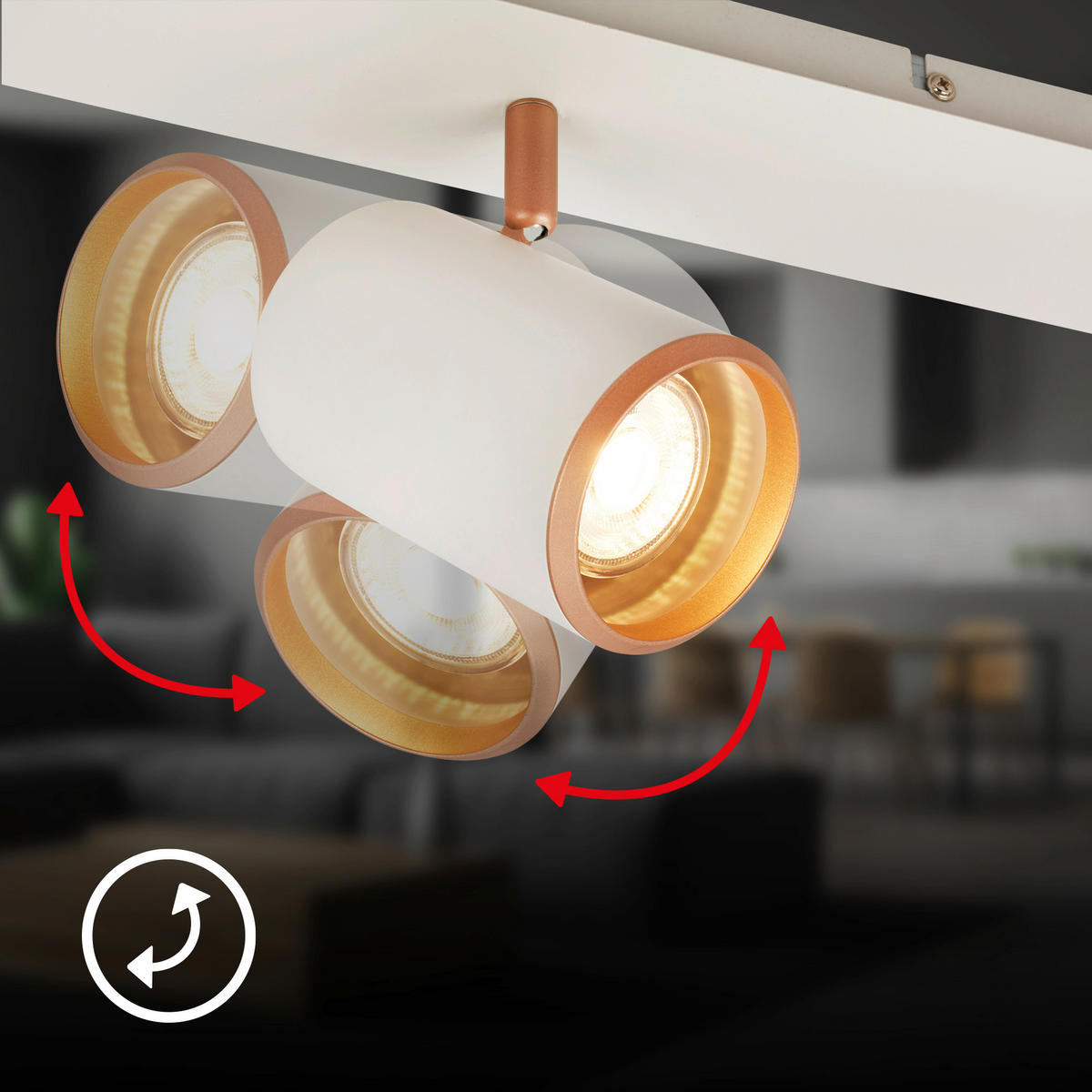 DECKENSTRAHLER  79 cm  - Greige/Cappuccino, KONVENTIONELL, Metall (79cm) - Briloner