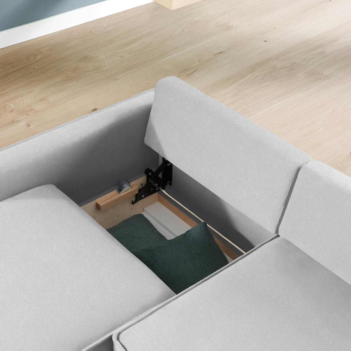 ECKSOFA in Chenille Hellgrau  170/237 cm  - Eichefarben/Hellgrau, KONVENTIONELL, Holz/Textil (170/237cm) - Sedda