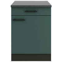 KÜCHENUNTERSCHRANK 60/84,8/60 cm  in Anthrazit, Dunkelgrün  - Dunkelgrün/Anthrazit, Basics, Holzwerkstoff/Metall (60/84,8/60cm) - Optifit