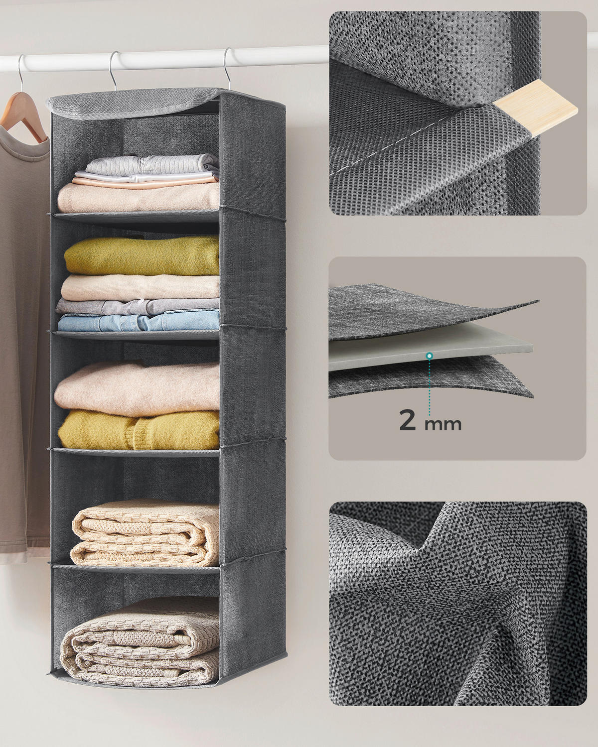 ORGANIZER     - Grau, Basics, Karton/Holz (30/90/30cm)
