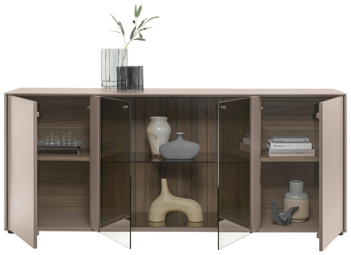 SIDEBOARD Buchefarben, Sandfarben  196/81/46 cm  - Sandfarben/Buchefarben, Design, Glas/Holz (196/81/46cm) - Johann Jakob