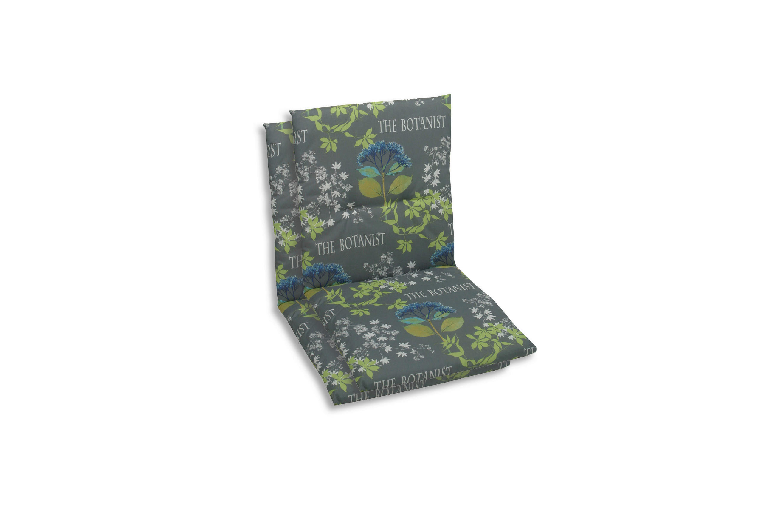 SESSELAUFLAGENSET Blume  - Blau/Grau, Basics, Textil (48/5/98cm)