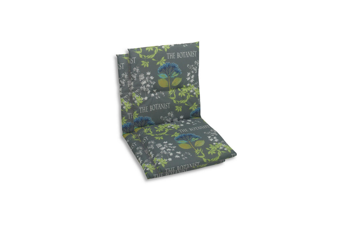 SESSELAUFLAGENSET Blume  - Blau/Grau, Basics, Textil (48/5/98cm)