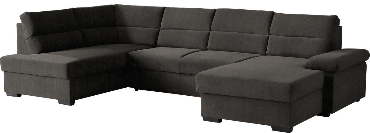 WOHNLANDSCHAFT in Webstoff Dunkelbraun  - Dunkelbraun, KONVENTIONELL, Kunststoff/Textil (183/319/166cm) - Cantus