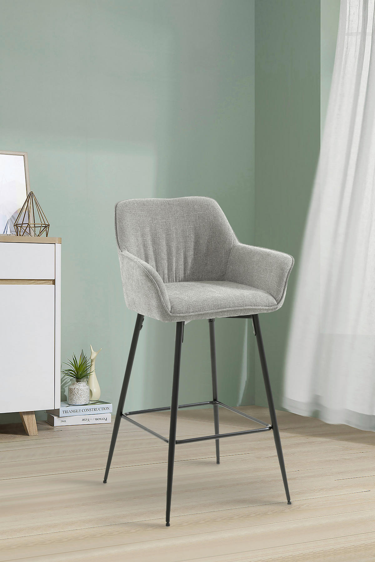 BARHOCKER in Schwarz, Taupe  - Taupe/Schwarz, KONVENTIONELL, Holz/Textil (57/105/57cm) - MID.YOU