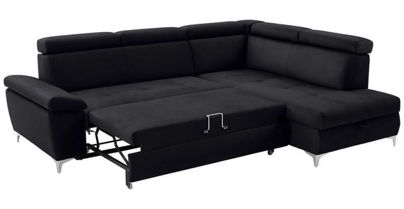 ECKSOFA  in Mikrofaser Schwarz  - Chromfarben/Schwarz, KONVENTIONELL, Textil/Metall (271/206cm) - Carryhome