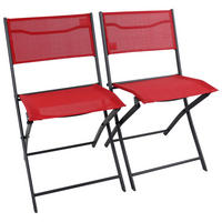 GARTENSTUHL-SET - Rot/Schwarz, Modern, Textil/Metall (45/79/46cm) - Ambia Garden