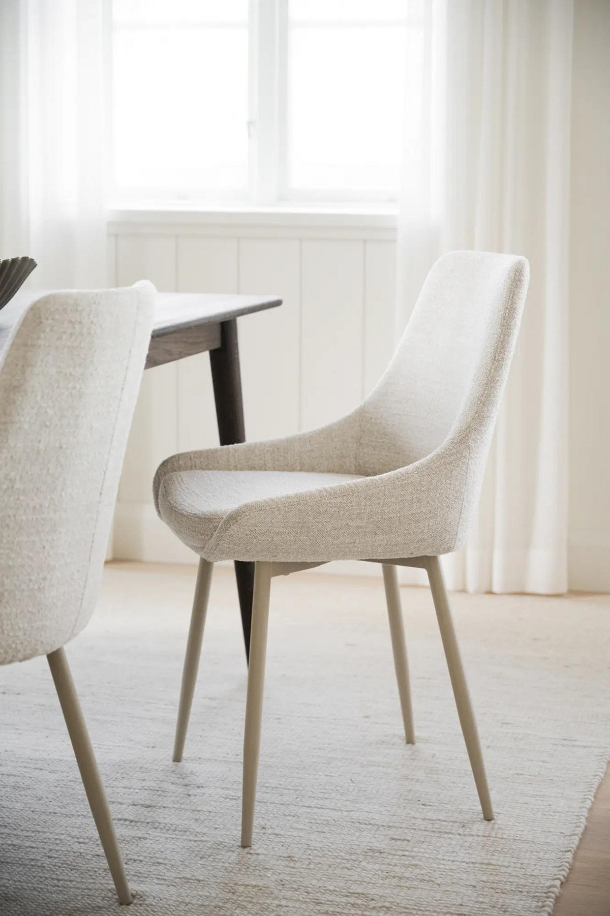 STOL  tygutbud chenille  - beige, Klassisk, metall/textil (49/85/55cm) - Rowico