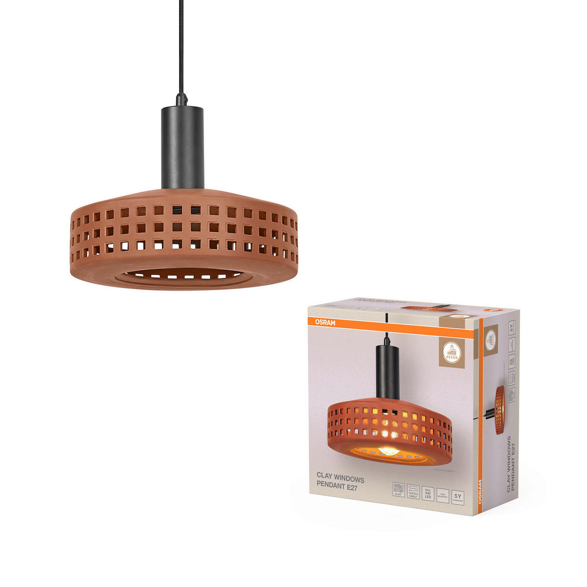 HÄNGELEUCHTE 26/150 cm  - Braun, Basics, Stein/Metall (26/150cm) - Osram