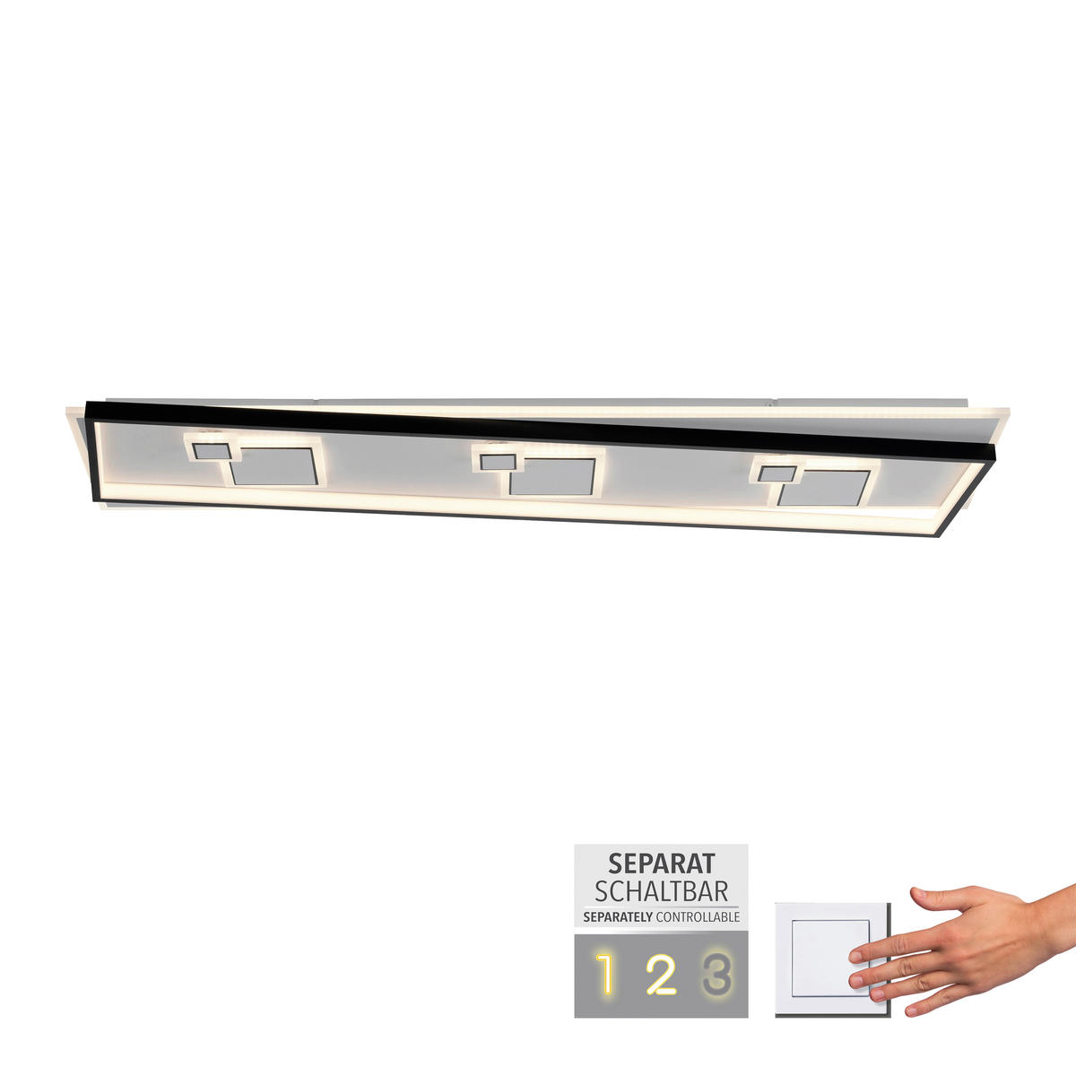 STROPNÍ LED SVÍTIDLO, 97,5/30/5,5 cm - Basics, kov/plast (97,5/30/5,5cm)