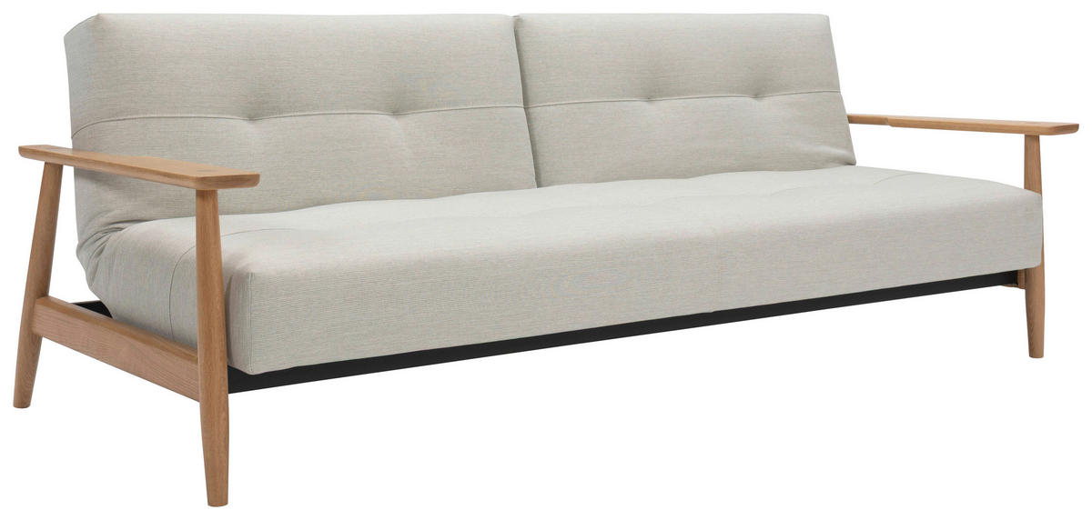 SCHLAFSOFA  in Flachgewebe Naturfarben, Weiß  - Eichefarben/Naturfarben, Design, Holz/Textil (232/77/99cm) - Niels Andersson