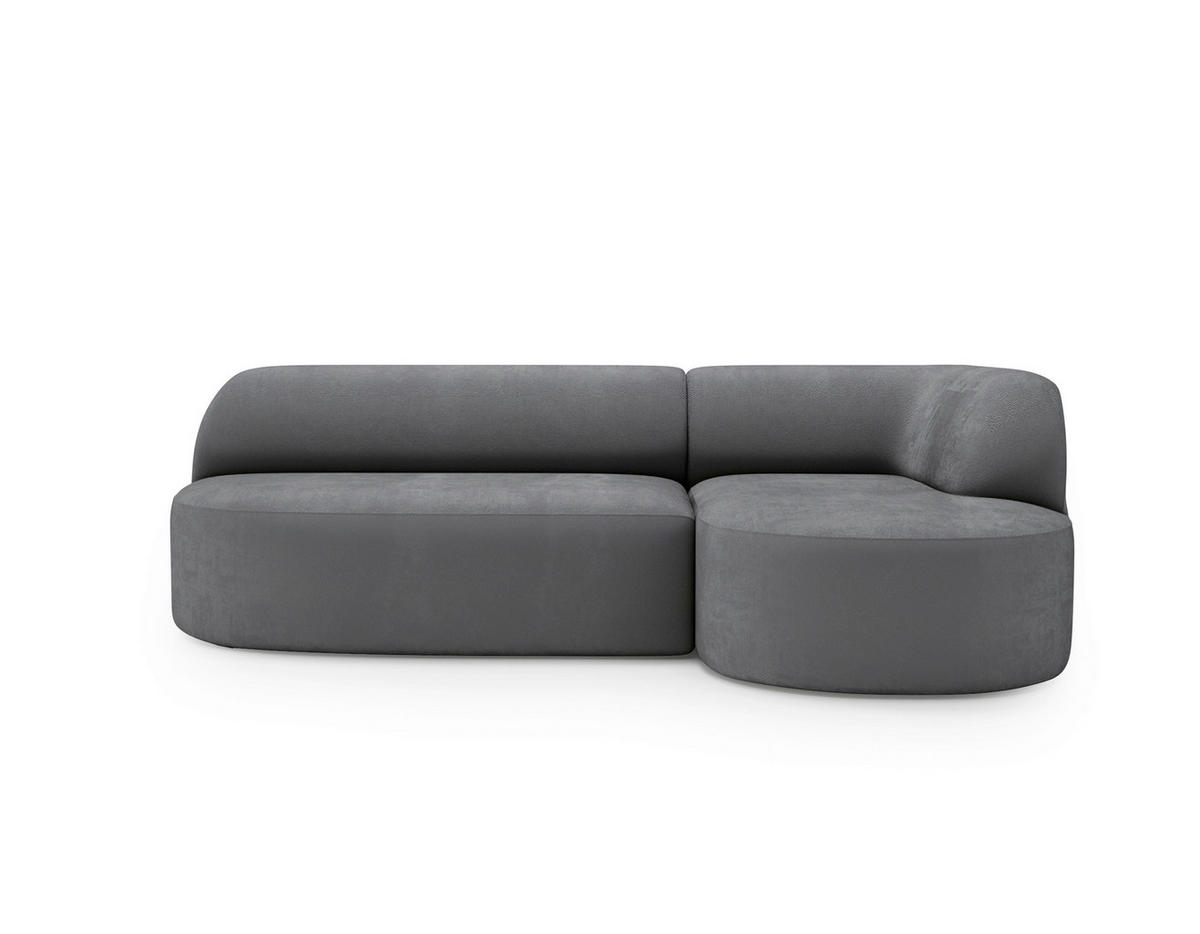 ECKSOFA Chenille Dunkelgrau  - Dunkelgrau/Schwarz, Design, Kunststoff/Textil (218/156cm) - Livetastic