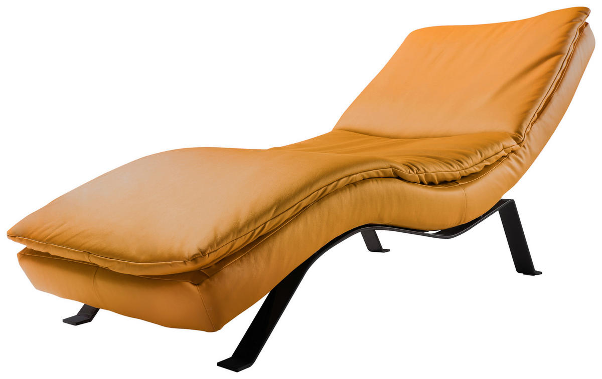 RECAMIER in piele galben  - galben/negru, metal/piele (65/65-95/171cm) - Celina Home