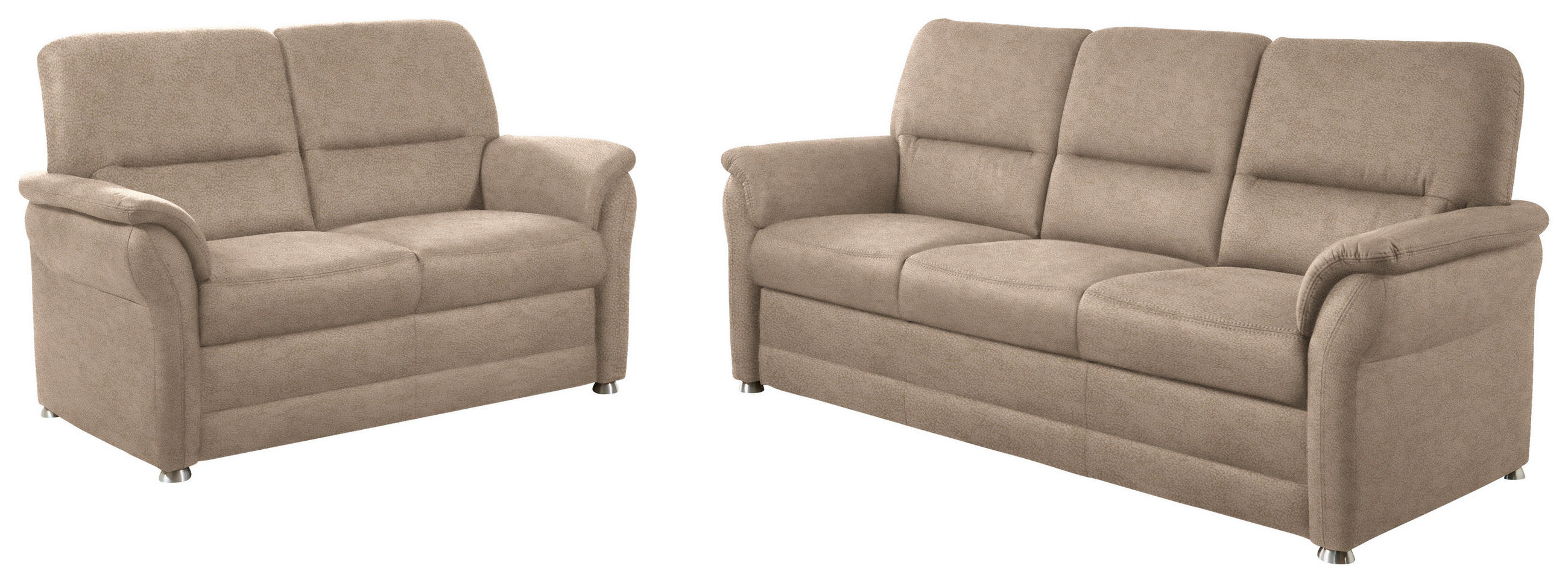 SITZGARNITUR Mikrofaser Beige  - Beige/Alufarben, KONVENTIONELL, Textil/Metall (192/96/89cm) - Beldomo Comfort