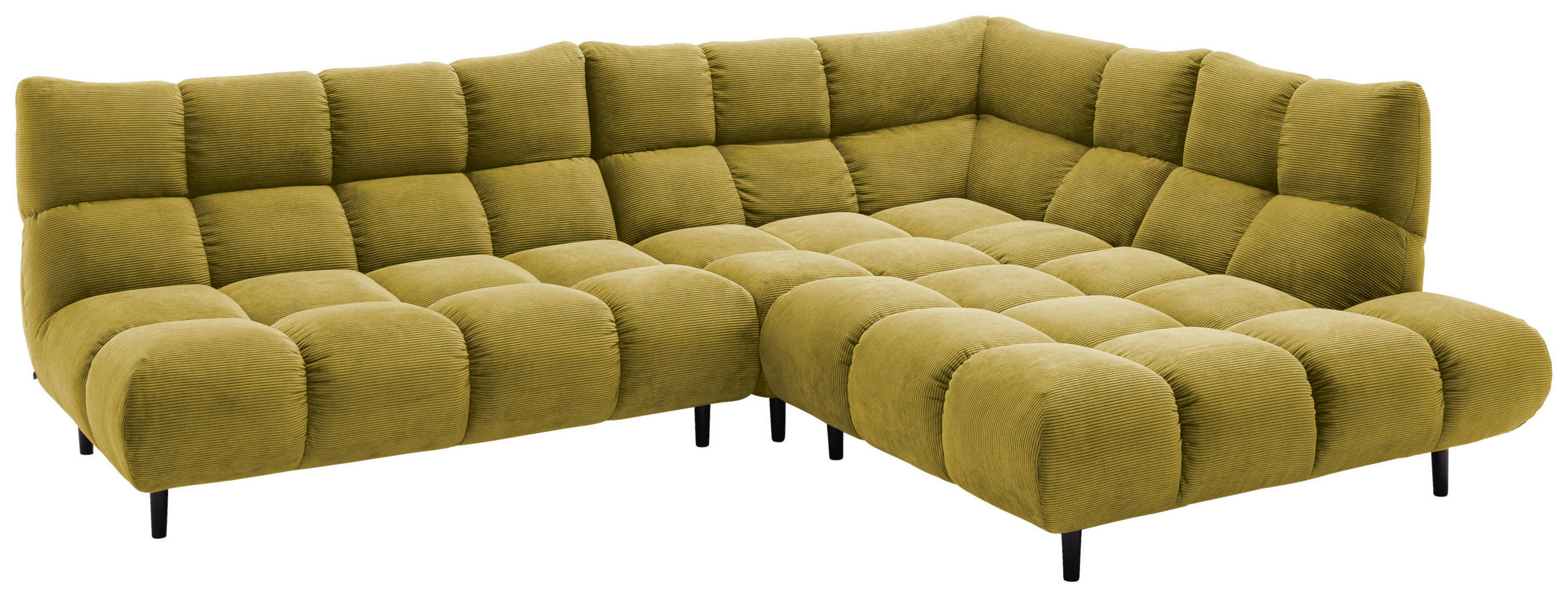 ECKSOFA Ottomane rechts, Eckteil  Hellgrün Feincord  - Schwarz/Hellgrün, Design, Holz/Textil (288/215cm) - Pure Home Lifestyle