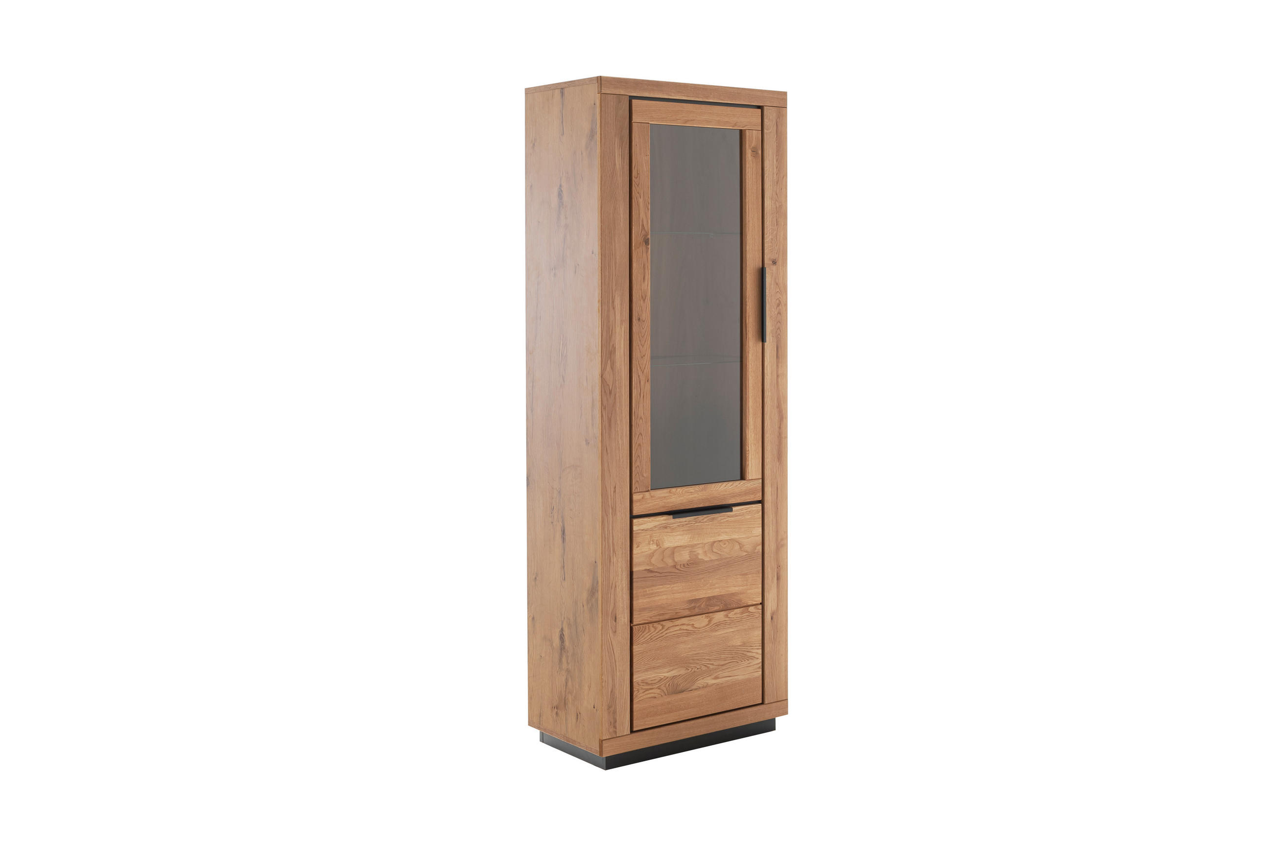 VITRINE in Wildeiche Wildeiche  - Wildeiche/Schwarz, Design, Glas/Holz (72/200/40cm) - MID.YOU