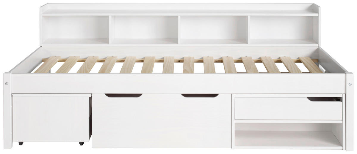 STAURAUMBETT 90/200 cm  in Weiß  - Naturfarben/Weiß, MODERN, Holz/Holzwerkstoff (90/200cm) - MID.YOU